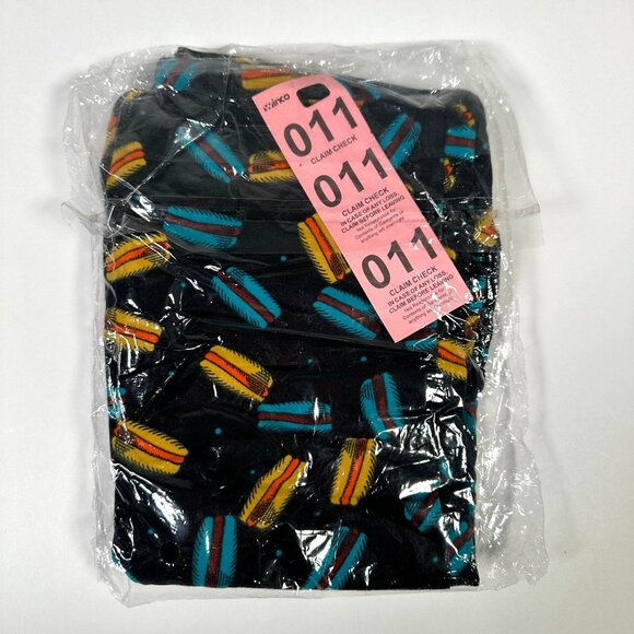 LuLaRoe Macaroon Black Blue Hot Dogs Sandwich Cookies Yellow Leggings One Size - Picture 5 of 6